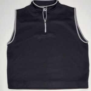 Footjoy FJ Black Sleeveless Quarter Zip Pullover Ribbed Size XL‎ #396